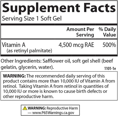 Carlson Vitamin A 15,000 IU Palmitate Softgels - 120 Softgels