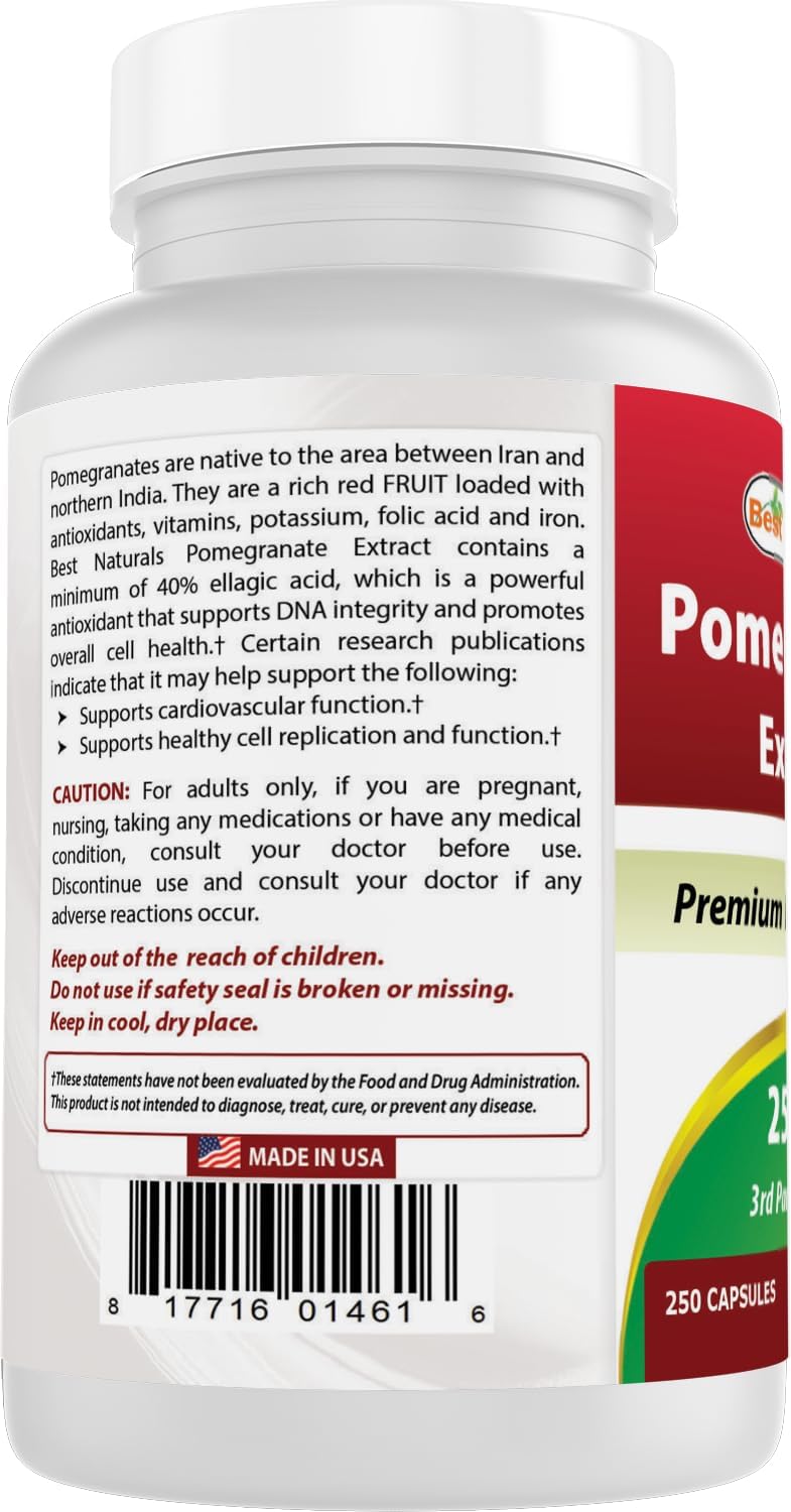 Best Naturals Pomegranate Extract 250 mg, 250 Capsules - görsel 7