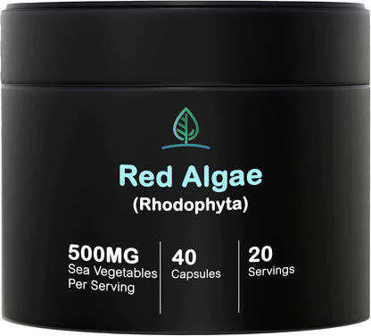 Holistic Bin Red Marine Algae Capsules - Gigartina & Dumontiacea, Wild Harvested, Vegan Omega-3 (40 Capsules)