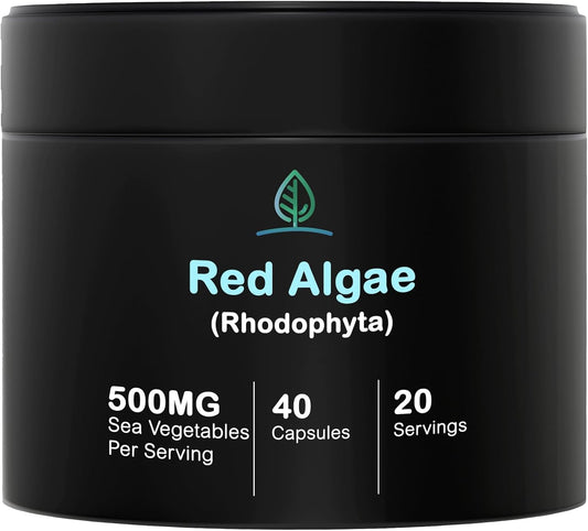 Holistic Bin Red Marine Algae Capsules - Gigartina & Dumontiacea, Wild Harvested, Vegan Omega-3 (40 Capsules)