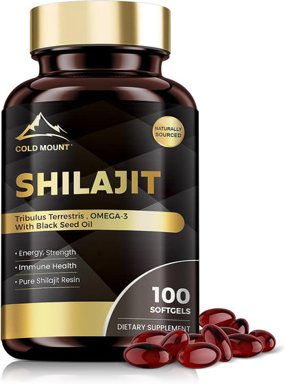 Shilajit Food Supplement – Traditionally Used to Help Support Energy and Immunity, 100 Soft Gel Capsules