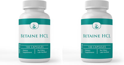 PURE ORIGINAL INGREDIENTS Betaine HCL – 100 Capsules – Pure, No Additives, Lab Verified