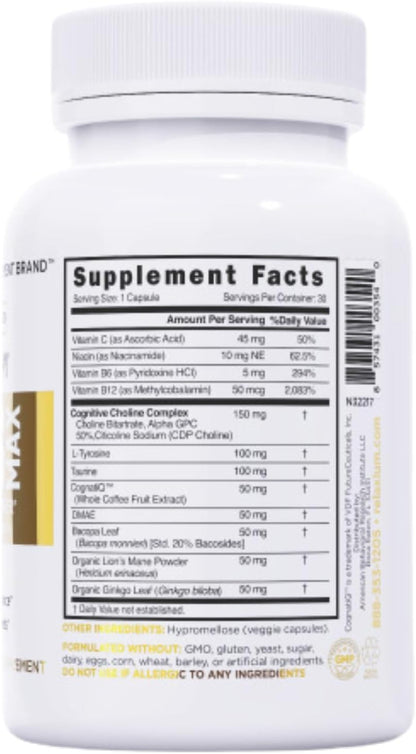 Relaxium FocusMax, Brain & Focus Health Supplement - 30 Vegan Capsules - 2-Pack
