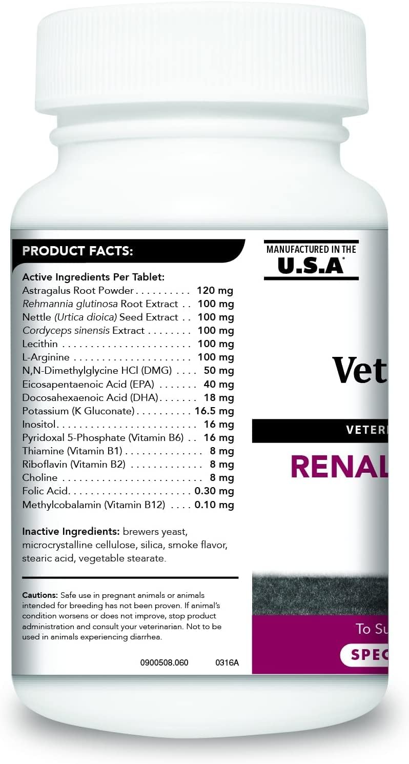 VetriScience Kidney Health Chewable Tablets for Dogs - Renal Support with Astragalus, Rehmannia, Nettle Seed & Cordyceps, 60 Tablets - görsel 2