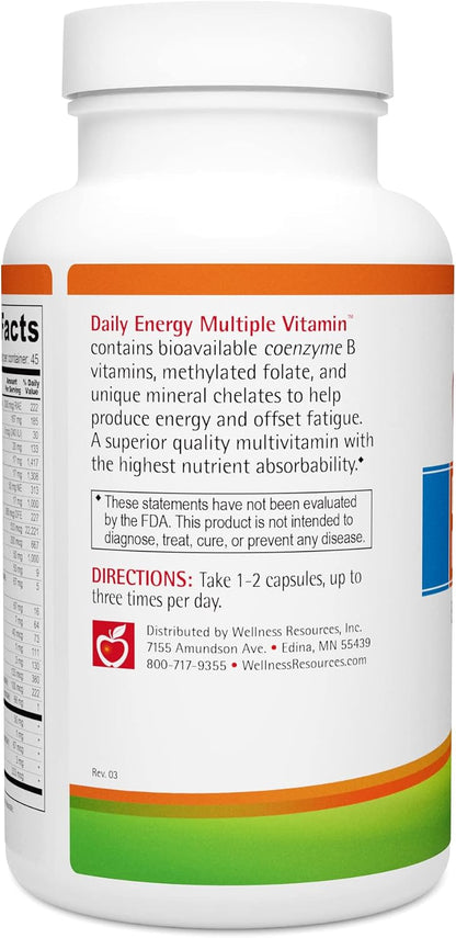 Wellness Resources Daily Energy Multiple Vitamin - Methylated MTHFR Multivitamin (90 Capsules)
