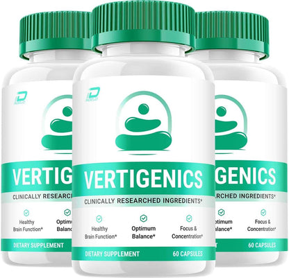 Vertigenics Brain Food Supplement Capsules – All-Natural Maximum Strength Formula (3 Pack, 180 Capsules)