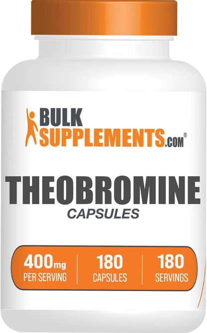 BulkSupplements Theobromine 400mg Capsules – Nootropic Supplement for Brain & Energy Support – Gluten-Free (180 Capsules)