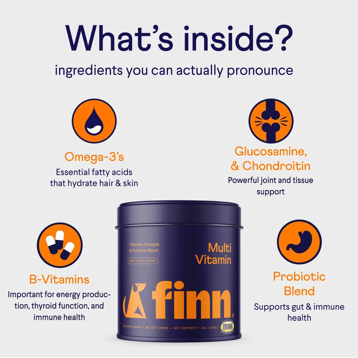 Finn All-in-1 Daily Multivitamin for Dogs - Probiotics, Omegas & Glucosamine - 90 Soft Chews - görsel 3