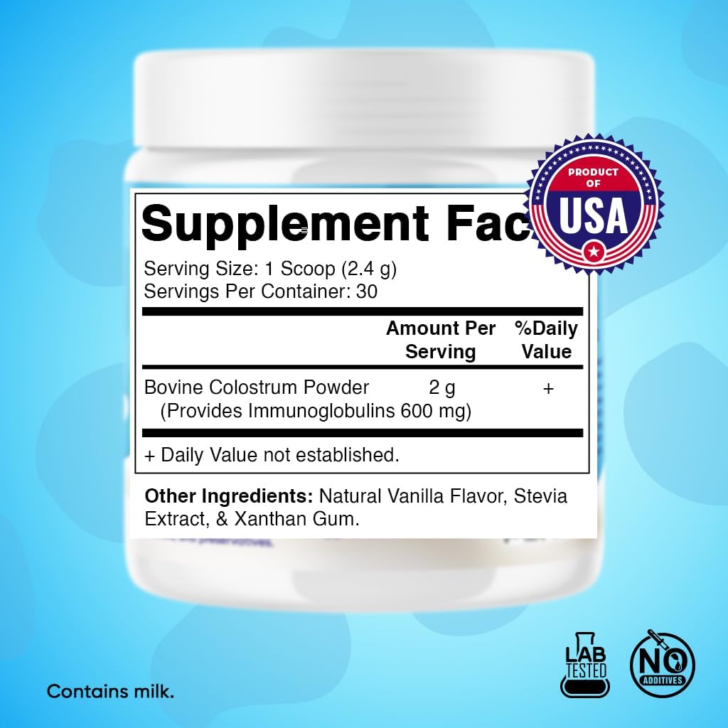 Vitamatic Bovine Colostrum 30% IgG Powder – Vanilla – 72g (30 Servings) - görsel 2
