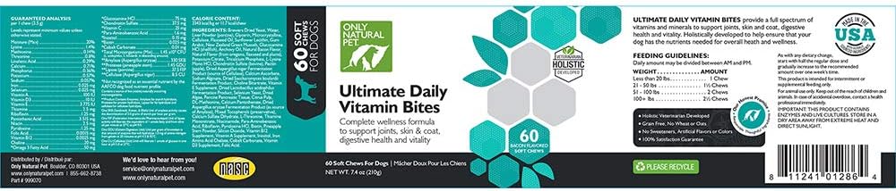 Only Natural Pet Ultimate Daily Vitamins - Complete Multivitamin Supplement for Dogs, 60 Soft Chews - görsel 9