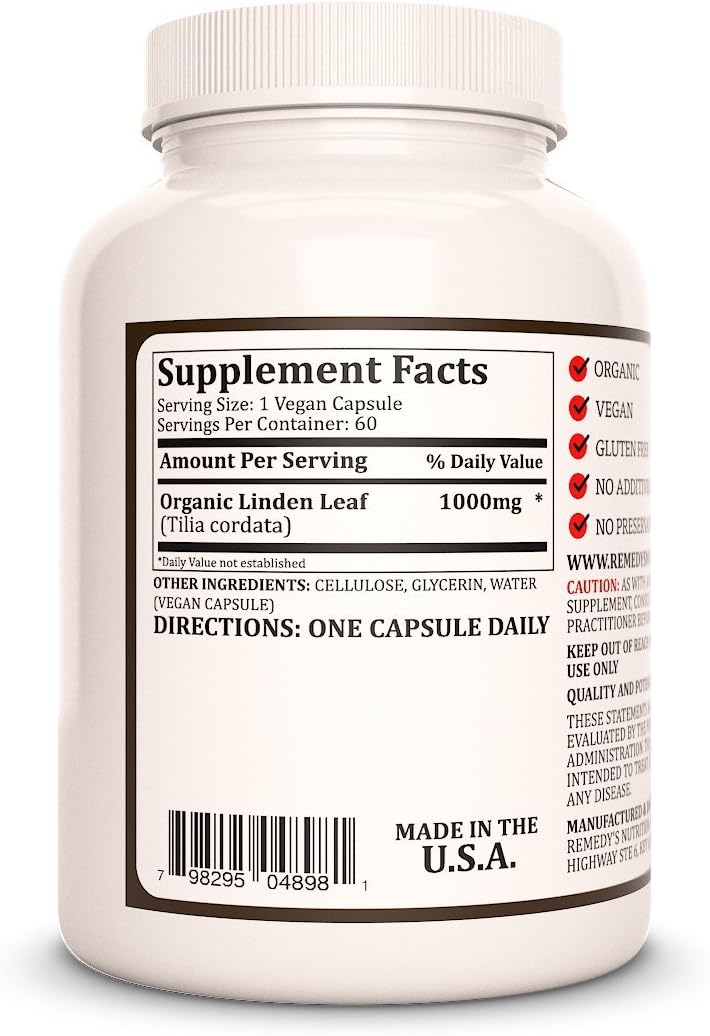 Linden Leaf & Flowers | 1,000 mg, 60 Vegan Capsules Herbal Food Supplement | Two Month Supply - görsel 2