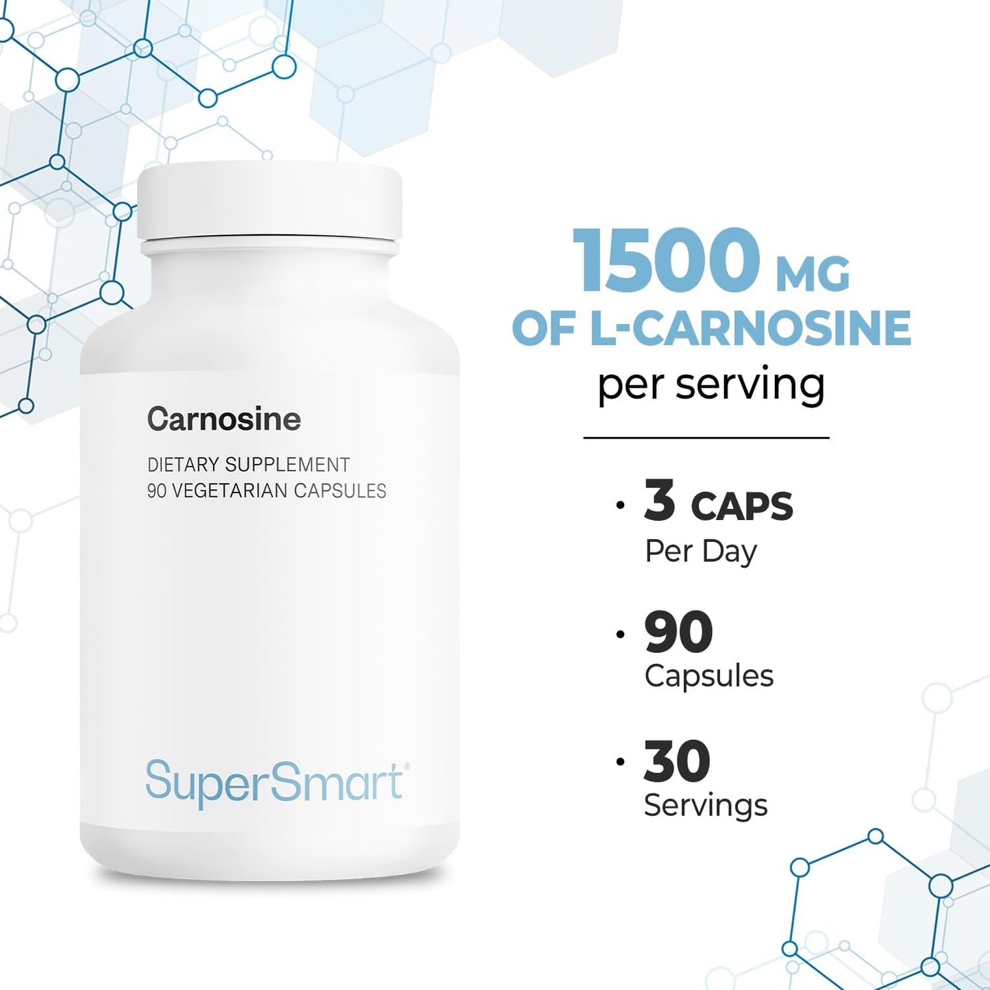 Supersmart - Carnosine 1500mg per Day (High Potency) - Dipeptide L-Carnosine Supplement | Non-GMO - 90 Vegan Capsules - görsel 5