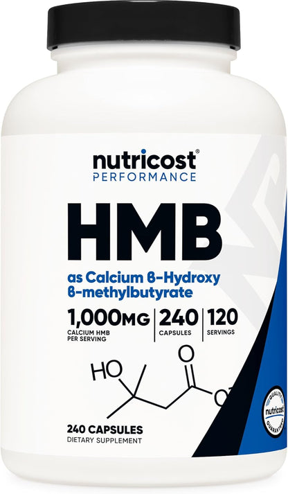 Nutricost HMB (Beta-Hydroxy Beta-Methylbutyrate) 1000mg – 240 Capsules