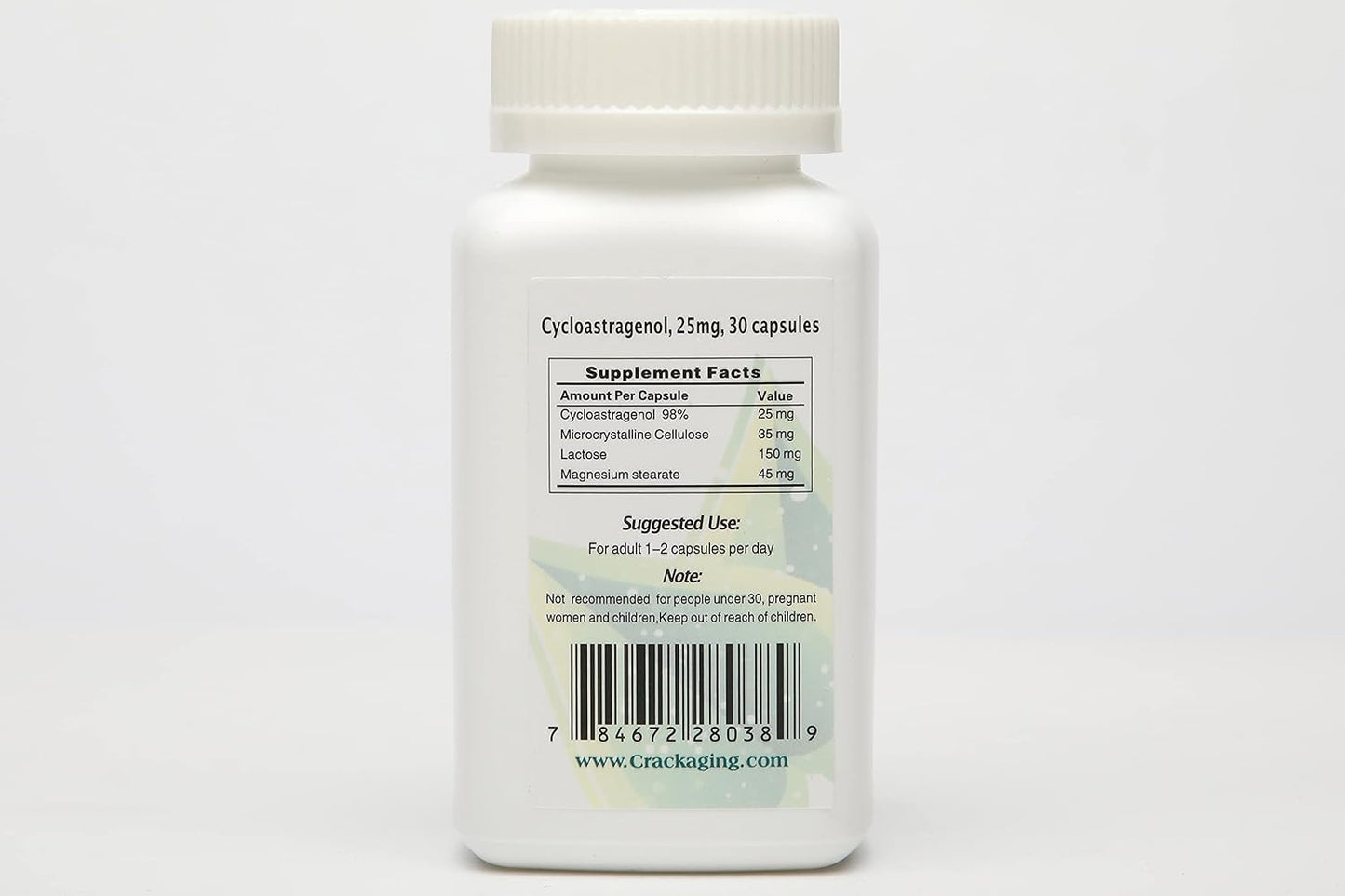 Crackaging Cycloastragenol 98% Immune Support 25mg 30 Vegetarian Capsules - görsel 5