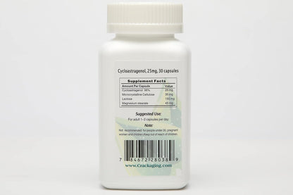 Crackaging Cycloastragenol 98% Immune Support 25mg 30 Vegetarian Capsules