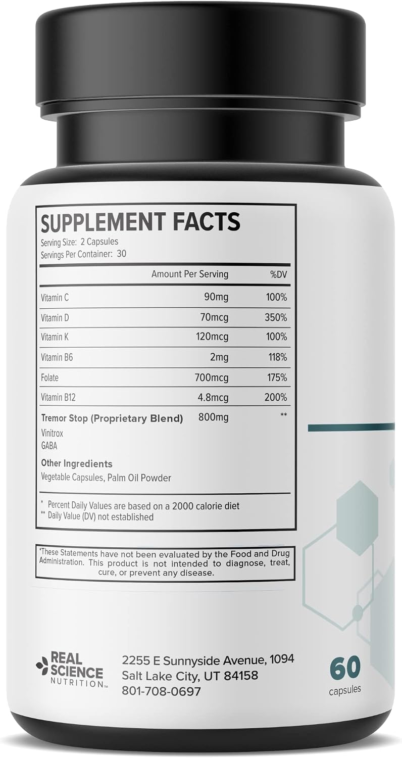 Real Science Tardivex Natural Nerve Support Supplement for Neurological Balance - Includes Vinitrox, GABA and Essential Vitamins for Controlled Movement and Coordination - Manufactured in the USA, 60 Capsules - görsel 3