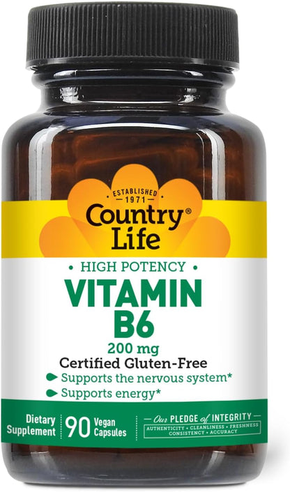 Country Life Vitamin B6 100 mg – 100 Vegan Capsules