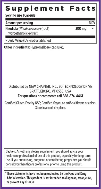 New Chapter Rhodiola Force 300mg – Vegan Adaptogen for Mental Focus & Stress Support