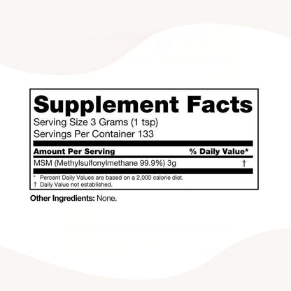 PURE Organic Sulphur MSM Powder - 400g (14.1 oz) - 99.9% Pure, Vegan Joint Support Supplement
