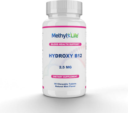 Methyl-Life Hydroxy B12 Sublingual Tablets – Gentle Vitamin B12 Supplement for Energy & Cellular Support – 90 Tablets