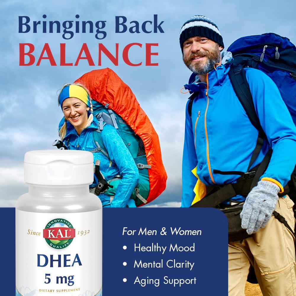 KAL DHEA 5 mg Tablets – DHEA Supplement for Men and Women, 99.5% Pure, Vegetarian, 60 Tablets - görsel 3