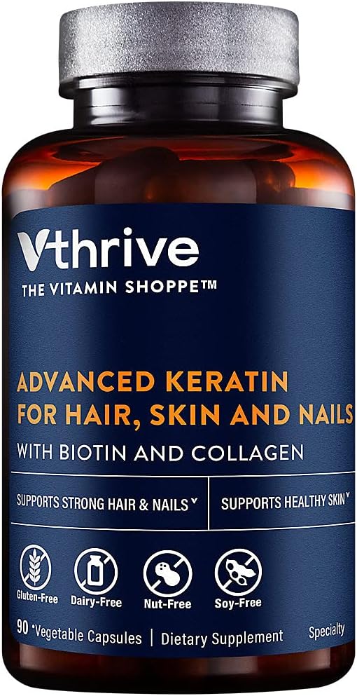 Advanced Keratin for Hair, Skin and Nails with Biotin and Collagen (90 Vegetable Capsules) - görsel 1