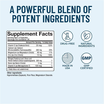 Bonexcin Advanced Bone Support Formula – Calcium, Magnesium, Vitamin D3 & K2 – Bone Density Food Supplement – 90 Capsules