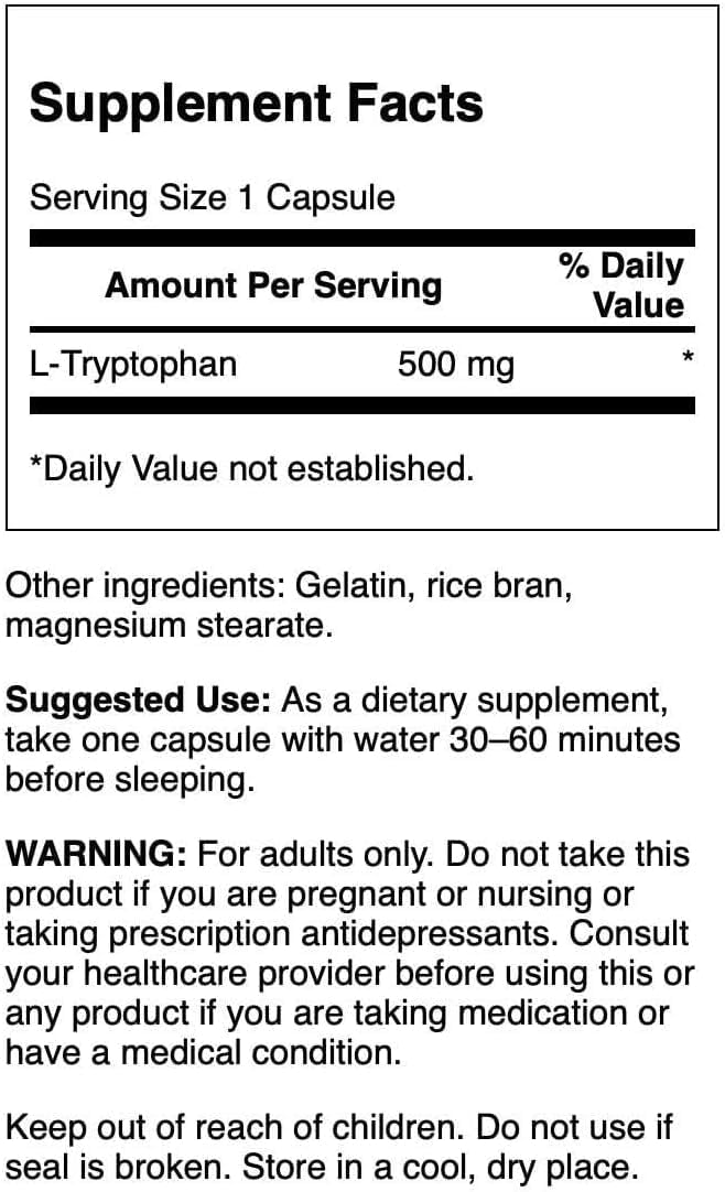 Swanson L-Tryptophan 500mg, 60 Capsules - görsel 2