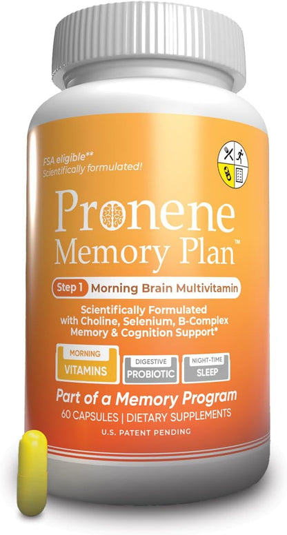Pronene Memory Plan Morning Brain Multivitamin – Research-Backed Dosage for Adults 50+ – Created by a Neuroscientist (60 Capsules)