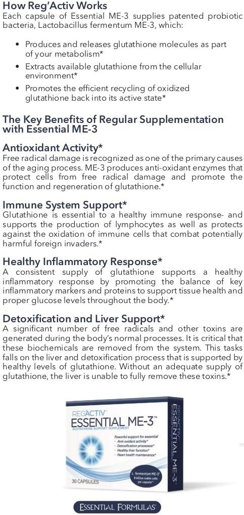Reg'Activ Essential ME-3 - Glutathione-Producing Probiotic, 30 Vegetarian Capsules - görsel 7