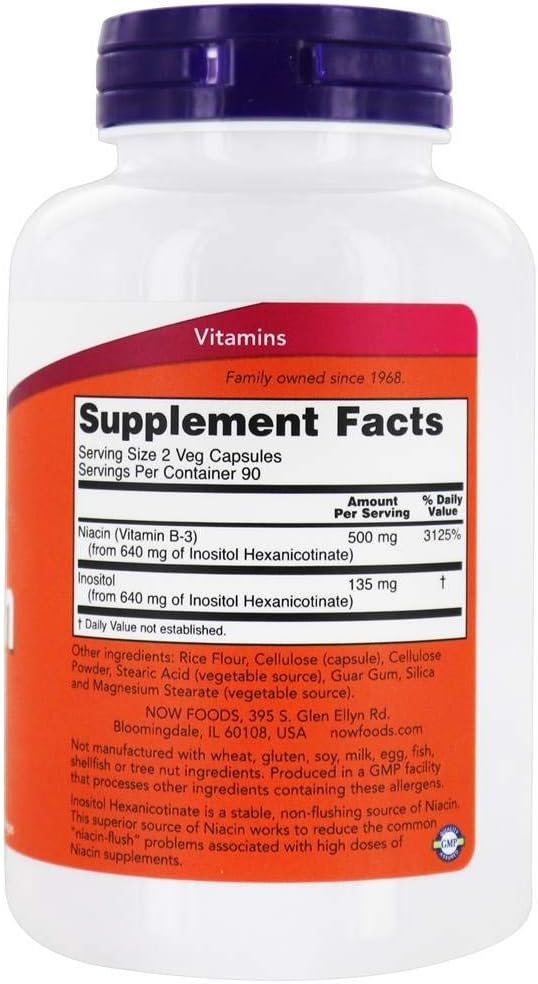 NOW Foods Flush Free Niacin 250mg, 180 VegiCaps (Pack of 2) – Image 2