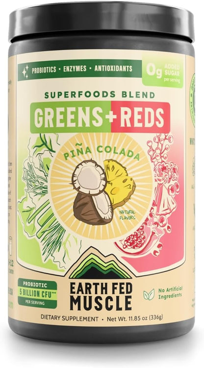 Earth Fed Muscle Greens and Reds Superfoods Blend, Piña Colada