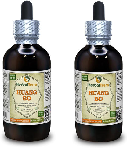 Huang Bo (Phellodendron Chinense) Tincture, Dried Bark Liquid Extract by HerbalTerra - 2x120 ml (2x4 fl oz)