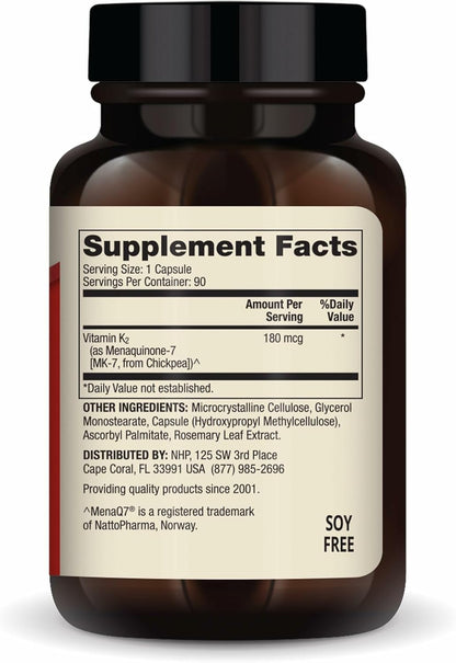 Dr. Mercola Vitamin K2 180 mcg as MK-7 - Supports Healthy Arterial Function & Heart Health - Non-GM, Gluten-Free & Soya-Free - 90 Capsules (90 Servings)