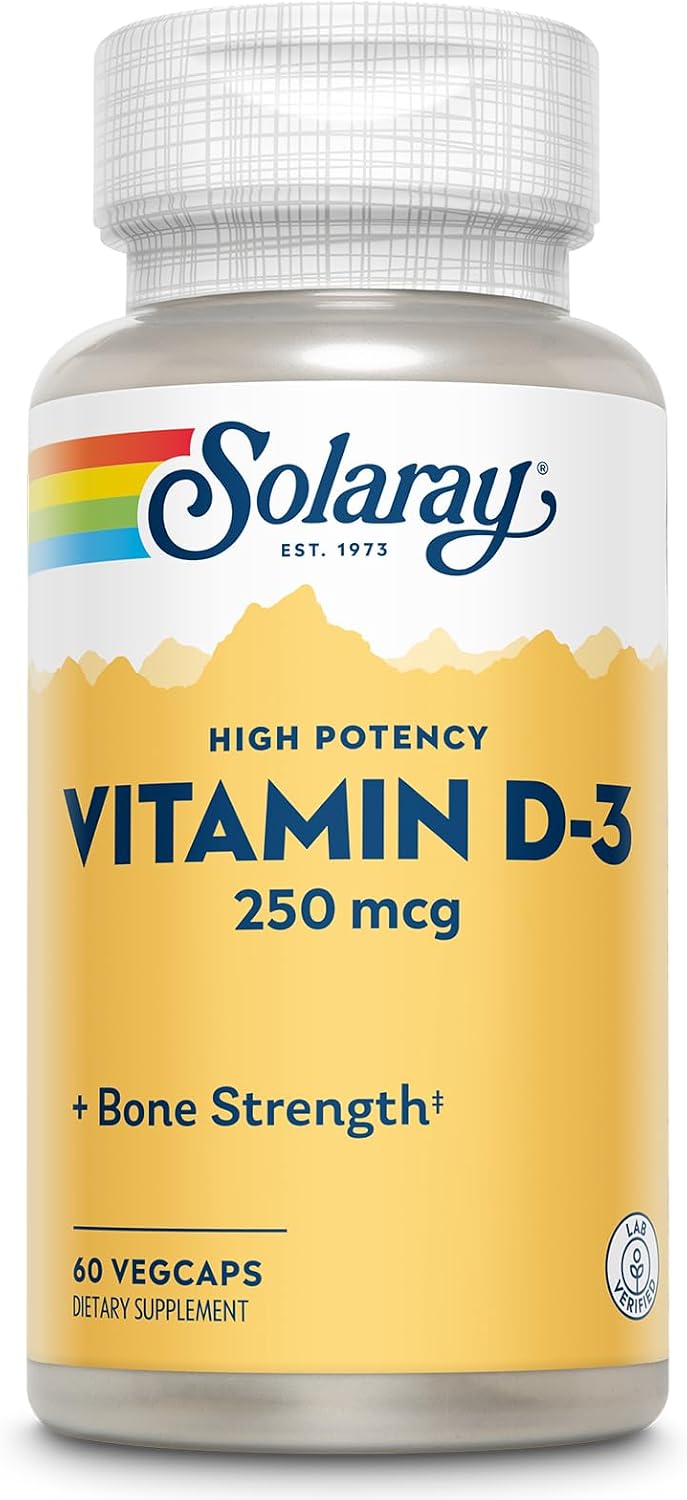 SOLARAY Vitamin D3 10000 IU (250 mcg) – High-Strength Supplement for Bones & Immune Health, 60 Vegetarian Capsules - görsel 1