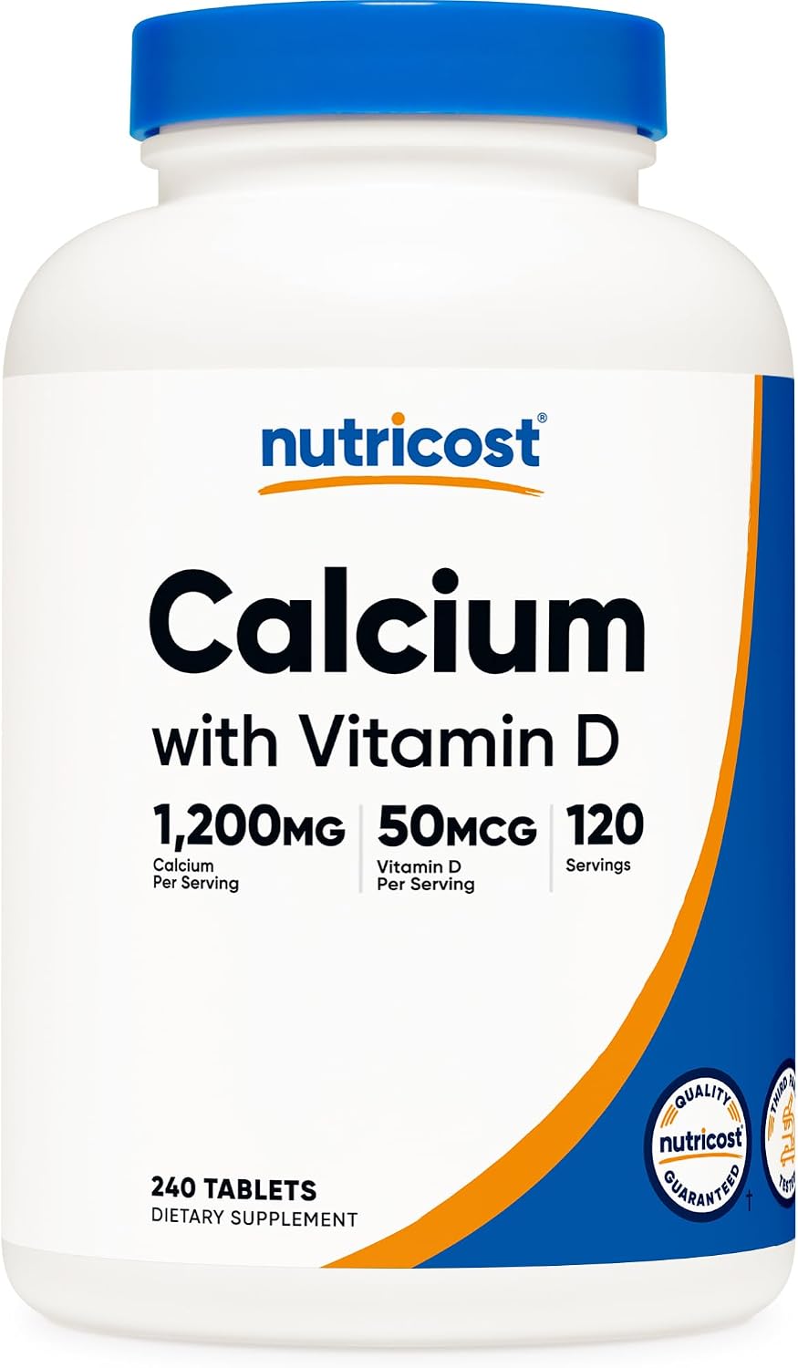 Nutricost Calcium & Vitamin D Supplement – 1200mg Calcium & 2000 IU D3, 240 Tablets - görsel 1