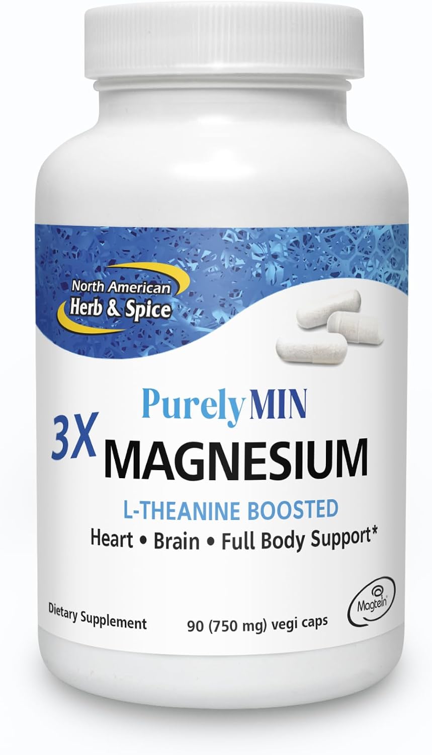 North American Herb & Spice PurelyMin - Magnesium Complex with L-Theanine - 90 Vegi Capsules - görsel 1