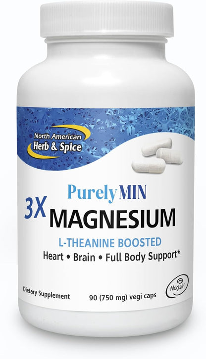 North American Herb & Spice PurelyMin - Magnesium Complex with L-Theanine - 90 Vegi Capsules