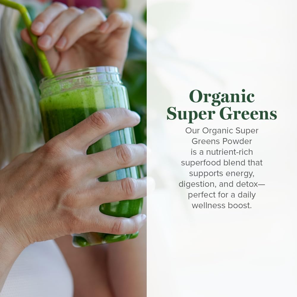 Global Healing Organic Super Greens Powder Blend - 15 Raw Whole Sprouts - Delicious Green Juice Smoothie Mix for Daily Nutrition - Non-GMO, Gluten-Free - görsel 2