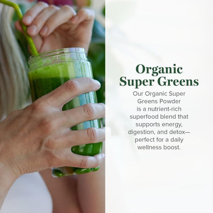 Global Healing Organic Super Greens Powder Blend - 15 Raw Whole Sprouts - Delicious Green Juice Smoothie Mix for Daily Nutrition - Non-GMO, Gluten-Free