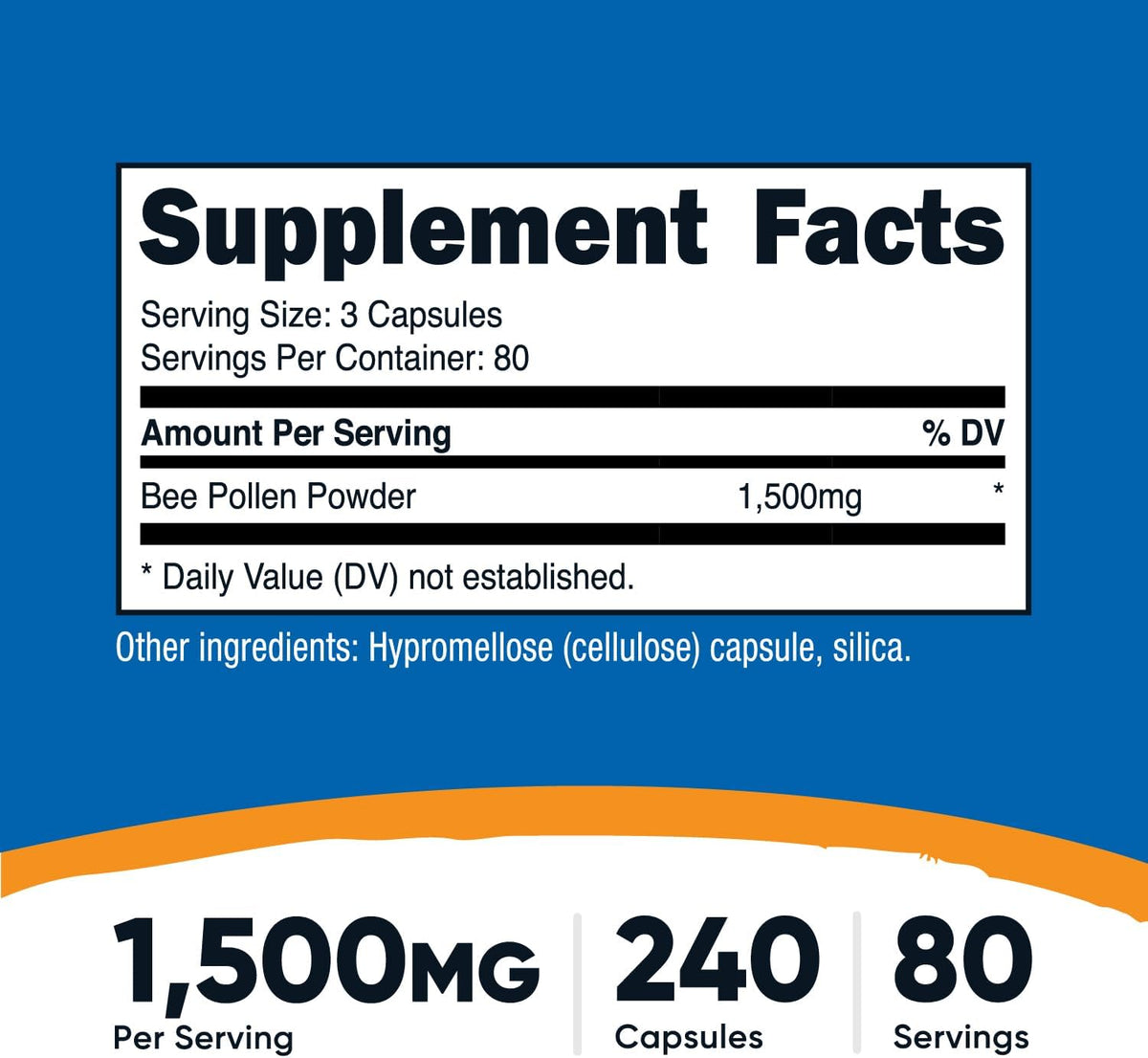 Nutricost Bee Pollen - 1500 mg per Serving, 240 Capsules - görsel 2