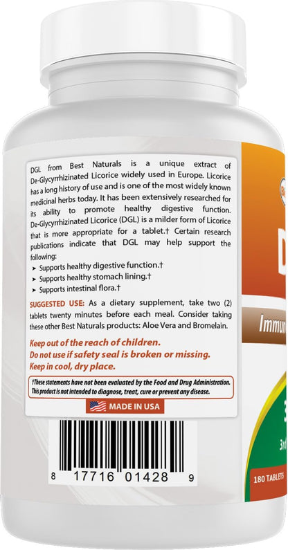 Best Naturals DGL Chewable 380 mg – 180 Tablets (Pack of 2)