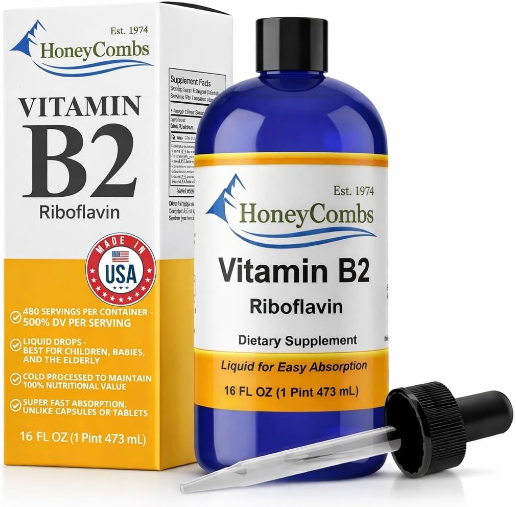HoneyCombs Vitamin B2 Liquid Drops – High Potency Riboflavin Supplement – Alcohol Free, Vegan – 30 ml - görsel 9
