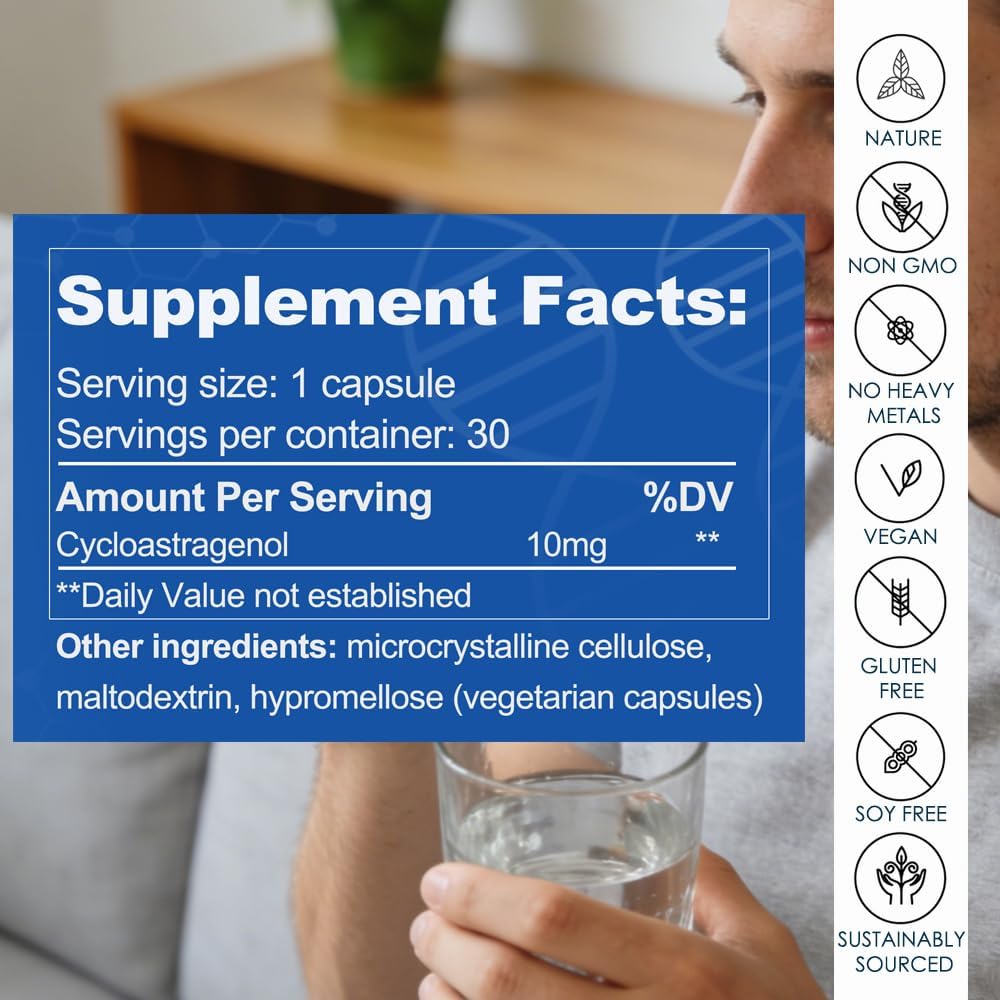 CAW Hypersorption Cycloastragenol 98% 10mg - Enteric-Coated Vegetarian Capsules (3 Bottles, 90 Capsules) - görsel 7
