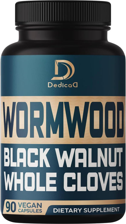 DEDICAD Premium Wormwood Extract Capsules - 5 Month Supply - 12 Herbs Blend with Black Walnut, Ginger, Turmeric & More - 150 Counts