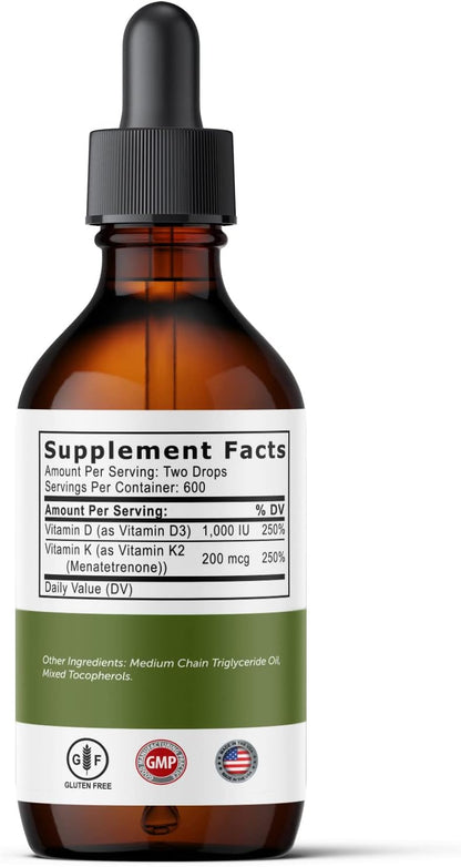 Ultra6 Nutrition Vitamin D and K2 Drops – Liquid Vitamin D3 with K2 Food Supplement for Adults, 30 ml