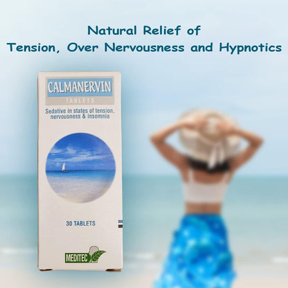 Calmanervin Tablets - Calming Support for Tension, Nervousness and Insomnia with Vitamin B1, B6, Passiflora and Valerian - 30 Tablets