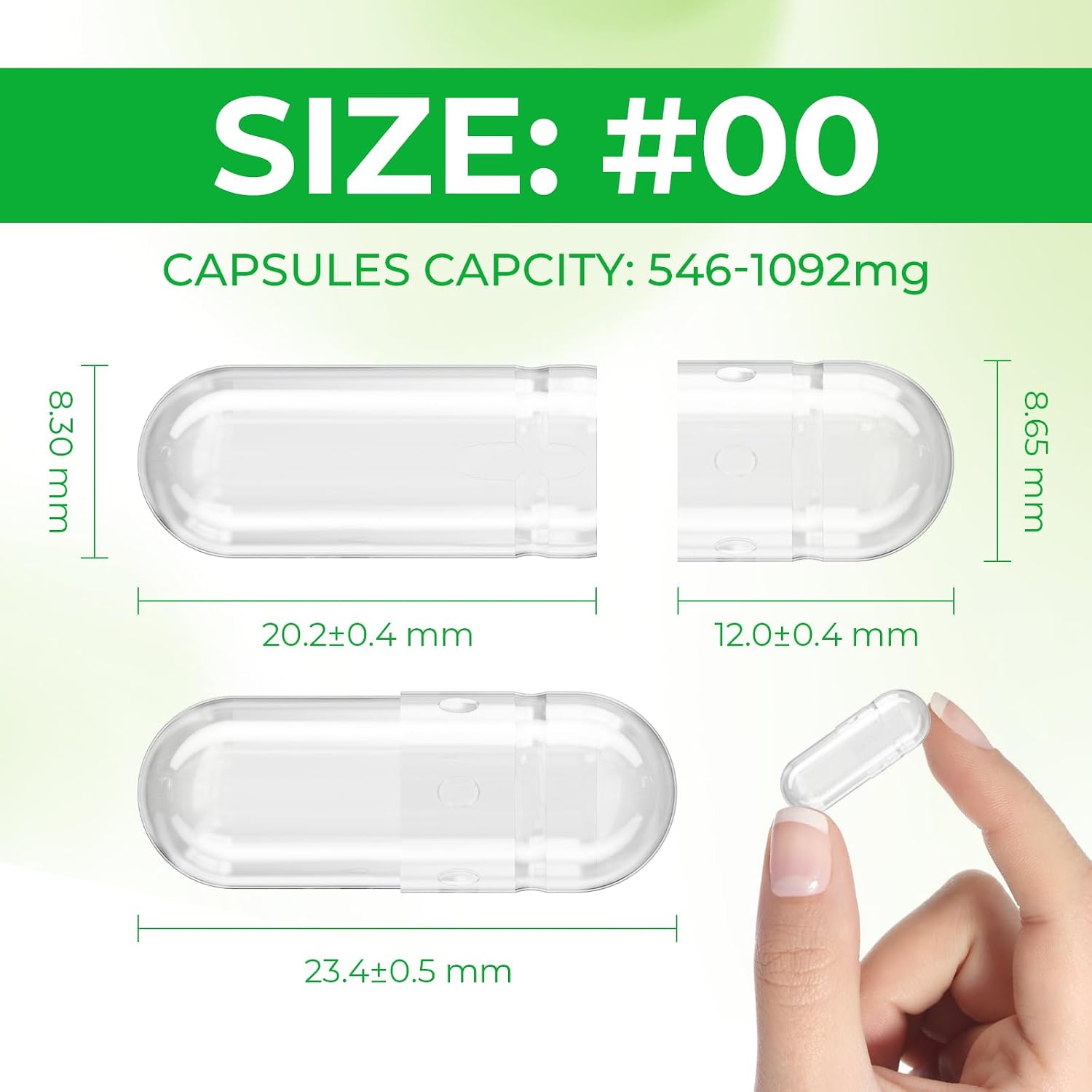 Vegan Capsules Size 00 Empty Clear 100 Count - Plant Based, Gluten-free, Non-GMO, Halal Certified with Filling Kit - görsel 2