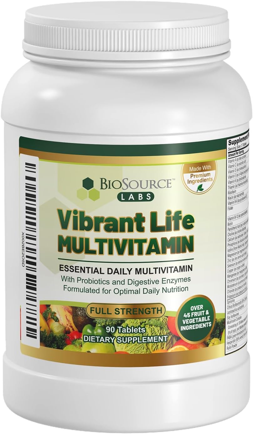 Vibrant Life Multivitamin with Probiotics, Digestive Enzymes & B Complex – Over 45 Fruits and Vegetables, Non-GMO, Gluten-Free, Daily Vitamins & Minerals for Men & Women (30-Day Supply) - görsel 1