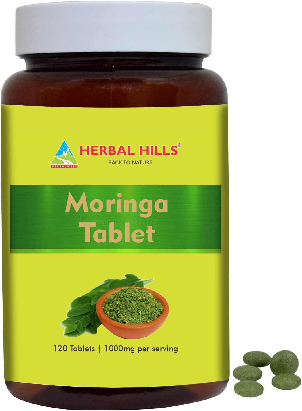 HERBAL HILLS Moringa Tablets 120 Count (1000 mg) - görsel 1